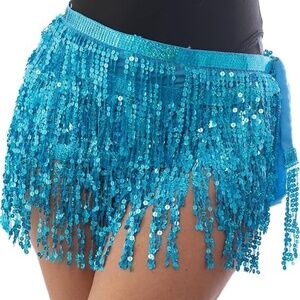 Adult's Blue Sequin Tassel Wrap Skirt
